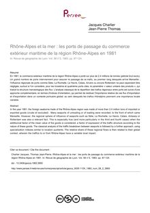 Rhône-Alpes et la mer : les ports de passage du commerce extérieur maritime de la région Rhône-Alpes en 1981 - article ; n°2 ; vol.58, pg 87-124