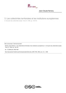 Les collectivités territoriales et les institutions européennes - article ; n°1 ; vol.12, pg 139-145