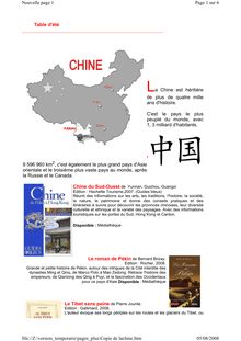 Table d'été La Chine est héritière de plus de quatre mille ans d'
