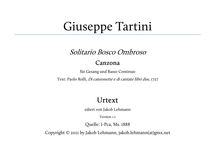 Partition complète, Solitario bosco ombroso, Canzona, G major, Tartini, Giuseppe