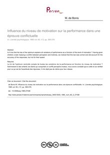 Influence du niveau de motivation sur la performance dans une épreuve conflictuelle - article ; n°2 ; vol.65, pg 365-376