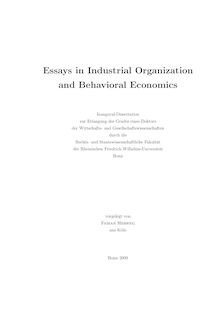 Essays in industrial organization and behavioral economics [Elektronische Ressource] / vorgelegt von Fabian Herweg