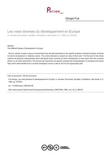 Les voies diverses du développement en Europe - article ; n°3 ; vol.40, pg 579-603