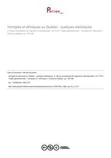 Immigrés et ethniques au Québec : quelques statistiques - article ; n°3 ; vol.9, pg 193-198