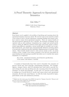 A Proof Theoretic Approach to Operational Semantics