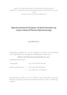 Spectrochemical analysis of solid samples by laser-induced plasma spectroscopy [Elektronische Ressource] / Igor Radivojevic