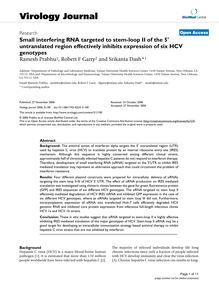 Small interfering RNA targeted to stem-loop II of the 5  untranslated region effectively inhibits expression of six HCV genotypes
