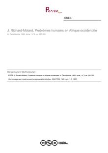 J. Richard-Molard, Problèmes humains en Afrique occidentale  ; n°3 ; vol.1, pg 391-393