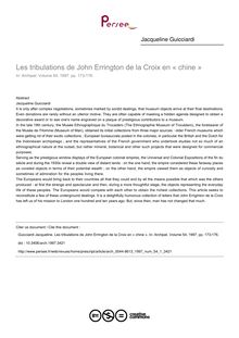 Les tribulations de John Errington de la Croix en « chine » - article ; n°1 ; vol.54, pg 173-176