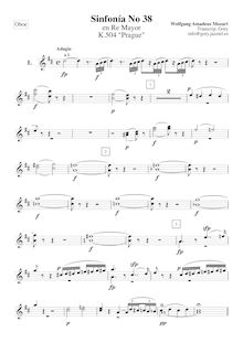 Partition hautbois 1, 2, Symphony No.38, Prague Symphony, D major par Wolfgang Amadeus Mozart