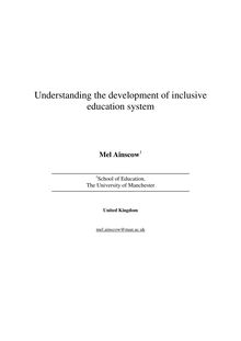Understanding the development of inclusive education system (Para comprender el desarrollo del sistema educativo inclusivo)