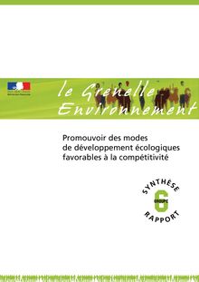 Grenelle de l environnement - Groupe 6 : « Modes de développement écologique favorables à l emploi et à la compétitivité »