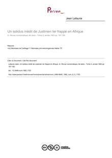 Un solidus inédit de Justinien Ier frappé en Afrique - article ; n°4 ; vol.6, pg 167-182