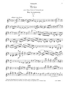 Partition de violon, Piano Trio, Op.4, B minor, Lewandowsky, Max