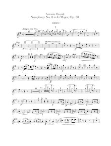 Partition hautbois 1, 2, Symphony No.8, Symfonie č.8, G major, Dvořák, Antonín