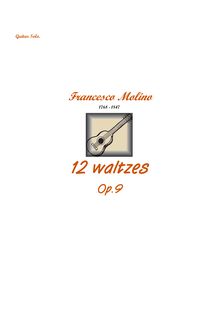 Partition complète, 12 valses pour guitare, Op.9, Dodici Valser, Op.9