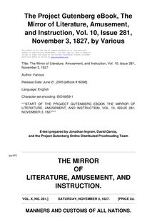 The Mirror of Literature, Amusement, and Instruction - Volume 10, No. 281, November 3, 1827