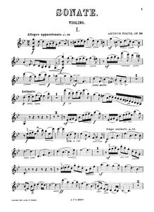 Partition de violon, violon Sonata, Op.20, Sonate in G moll für Klavier und Violine, op. 20 / von Arthur Foote.