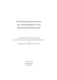 Verschränkungsnachweise mit Anwendungen in der Quantenkommunikation [Elektronische Ressource] / vorgelegt von Hauke Häseler