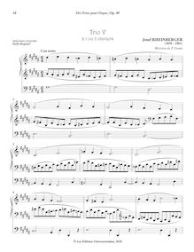 Partition No.5 Trio en G-sharp minor, 10 Trios pour orgue, Rheinberger, Josef Gabriel