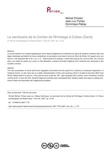 Le sanctuaire de la Combe de l Ermitage à Collias (Gard) - article ; n°1 ; vol.40, pg 15-32