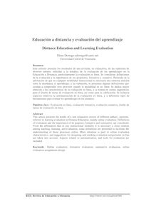 Educación a distancia y evaluación del aprendizaje (Distance Education and Learning Evaluation)