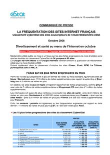 LA FRÉQUENTATION DES SITES INTERNET FRANÇAIS Divertissement et ...