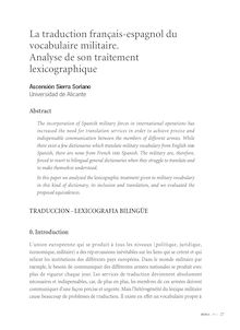 La traduction français-espagnol du vocabulaire militaire. Analyse ...