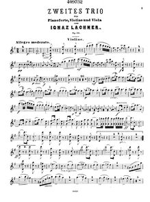 Partition violon, Piano Trio No.2, G major, Lachner, Ignaz