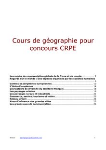 Cours Géographie CRPE
