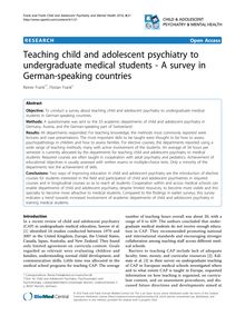 Teaching child and adolescent psychiatry to undergraduate medical students - A survey in German-speaking countries