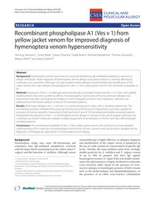 Recombinant phospholipase A1 (Ves v 1) from yellow jacket venom for improved diagnosis of hymenoptera venom hypersensitivity