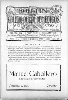 Boletín del Colegio Oficial de Médicos de la Provincia de Córdoba, n. 022 (1923)