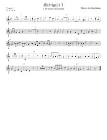 Partition ténor viole de gambe 2, octave aigu clef, Madrigali a cinque voci, Libro 1 par Marco da Gagliano