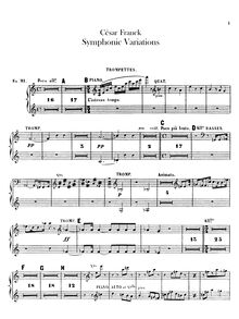 Partition trompette 1, 2 (en E), Variations Symphoniques pour piano et orchestre