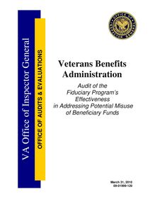 Department of Veterans Affairs Office of Inspector General Audit of  the Fiduciary Program’s Effectiveness