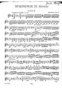 Partition violon 2 , partie (en option), Symphony No.3, Op.55, Eroica