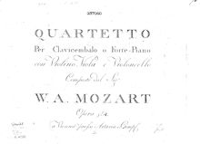 Partition Piano , partie, Piano quatuor, Piano Quartet No.1, G minor par Wolfgang Amadeus Mozart