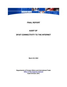 Audit of DFAIT Connectivity to the Internet (March 2004)