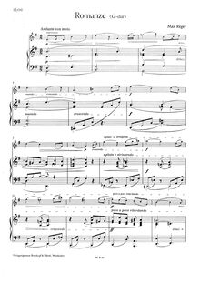 Partition de piano, Romanze pour violon et Piano en g major (1902)