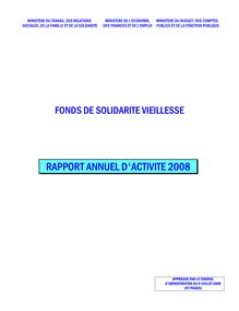 Rapport annuel 2008 du Fonds de solidarité vieillesse