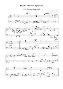 Partition Polonaise Trio en A minor [BWV Anh.144], 18 pièces pour a Musical Clock