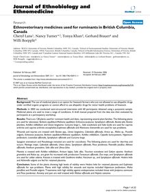 Ethnoveterinary medicines used for ruminants in British Columbia, Canada
