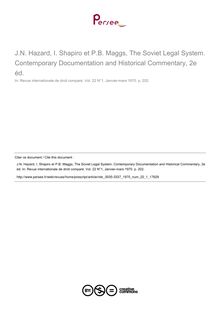 J.N. Hazard, I. Shapiro et P.B. Maggs, The Soviet Legal System. Contemporary Documentation and Historical Commentary, 2e éd. - note biblio ; n°1 ; vol.22, pg 202-202