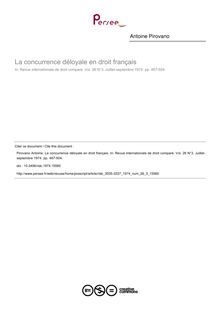 La concurrence déloyale en droit français - article ; n°3 ; vol.26, pg 467-504