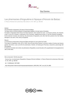 Les pharmacies d Angoulême à l époque d Honoré de Balzac - article ; n°316 ; vol.85, pg 395-404
