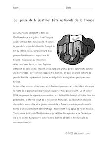 Compréhension de lecture - La prise de la Bastille: fête nationale ...