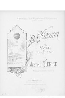 Partition complète, El Condor, Vals, F major, Clérice, Justin