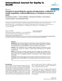 Variation in prescribing for anxiety and depression: a reflection of health inequalities, cultural differences or variations in access to care?