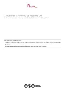 J. Dutheil de la Rochere,  Le Royaume-Uni - note biblio ; n°4 ; vol.32, pg 843-844
